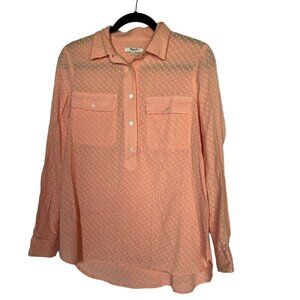 Madewell Shirt peach light orange swiss‎ polka dot popover Top  size Small